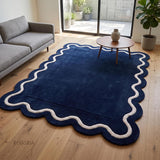 Modern Hand Tufted Wool Rug | Handmade Scalloped Border Carpet