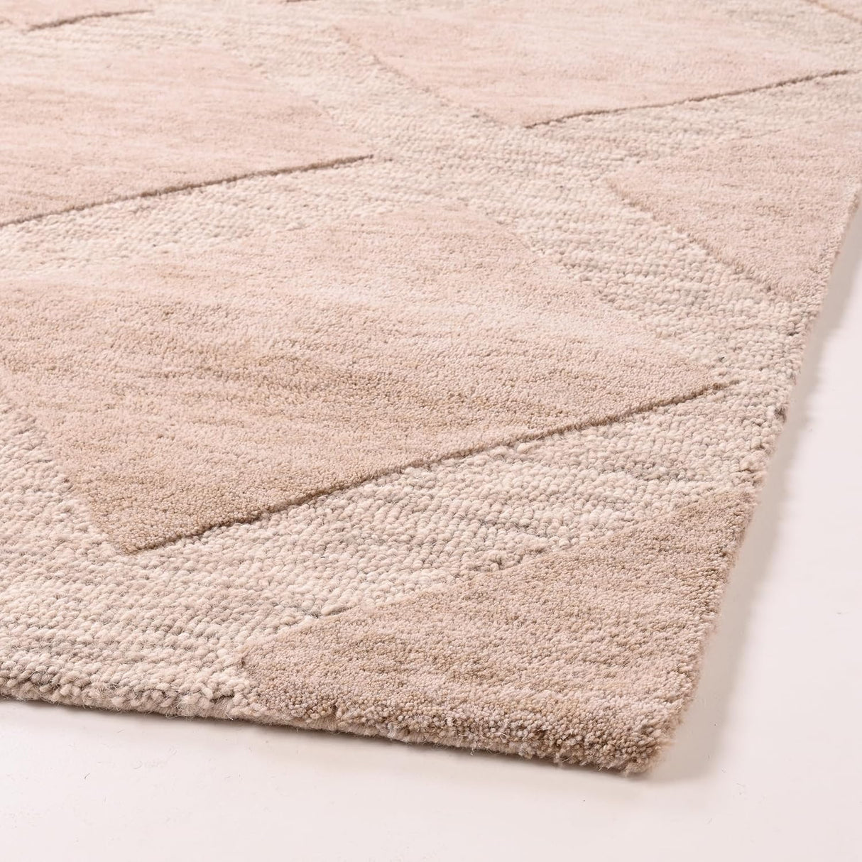 Abstract & Herringbone Collection Handmade Wool Area Rug - Durable for High Traffic Rug