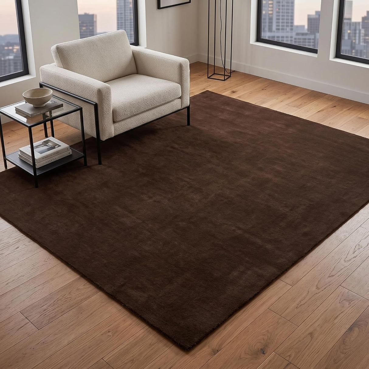 Solid Hand Tufted Wool Area Rug, Soft Plush Carpet