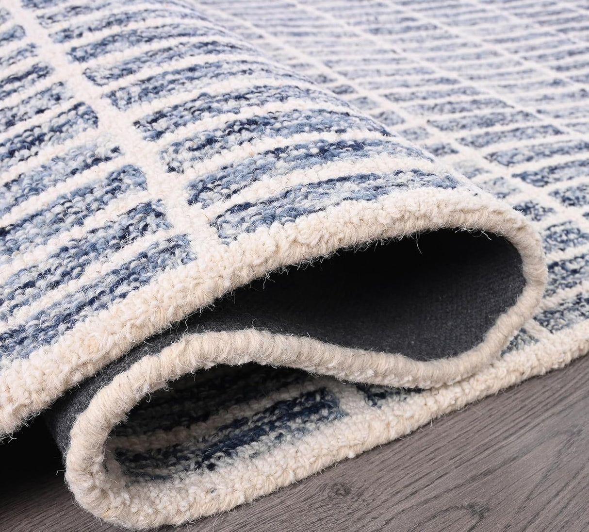 Hand-Tufted 100% Wool Rug – Unique Modern Geometric Grid Pattern