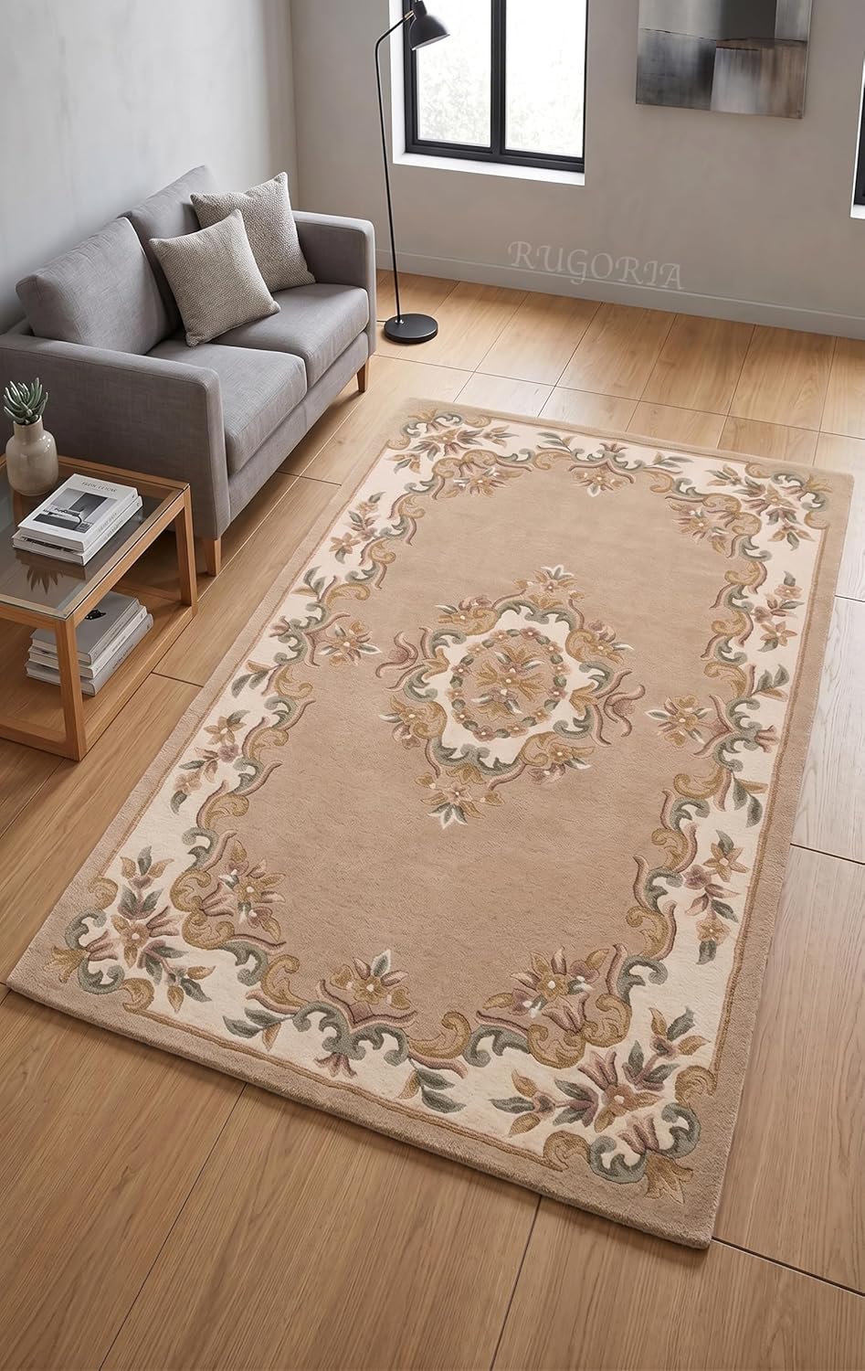 Handmade Traditional Wool Rug | Floral Medallion Border Design