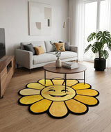 Hand Tufted Wool Area Rug Flower Shape Cartoon Face Design