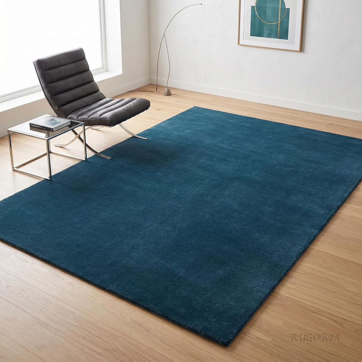 Solid Hand Tufted Wool Area Rug, Soft Plush Carpet