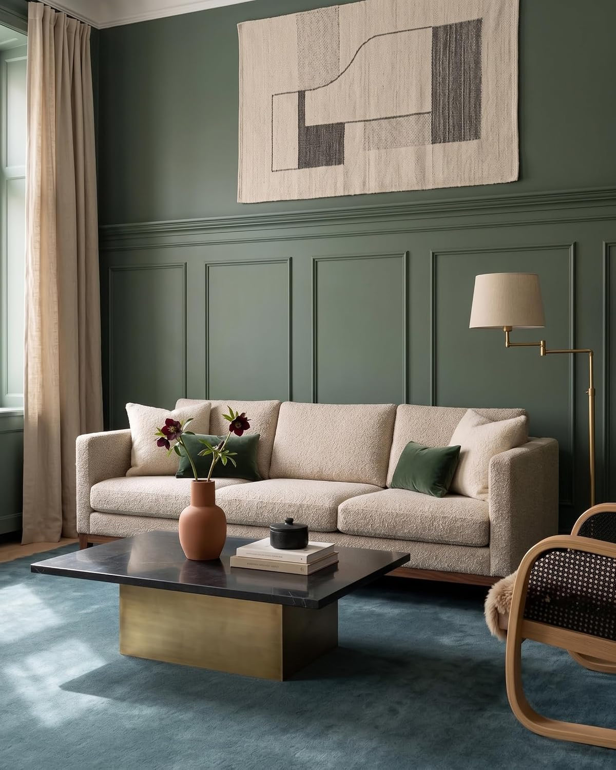 Solid Hand Tufted Wool Area Rug, Soft Plush Carpet