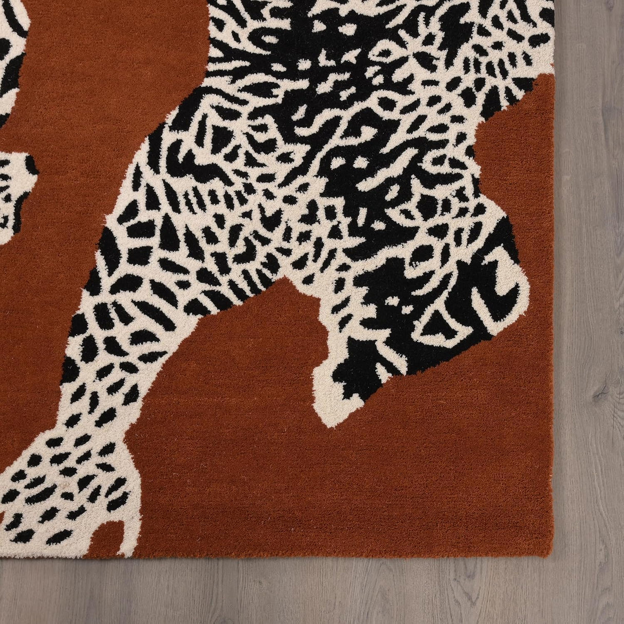 Climbing Jaguar Modern Handmade Wool Area Rug