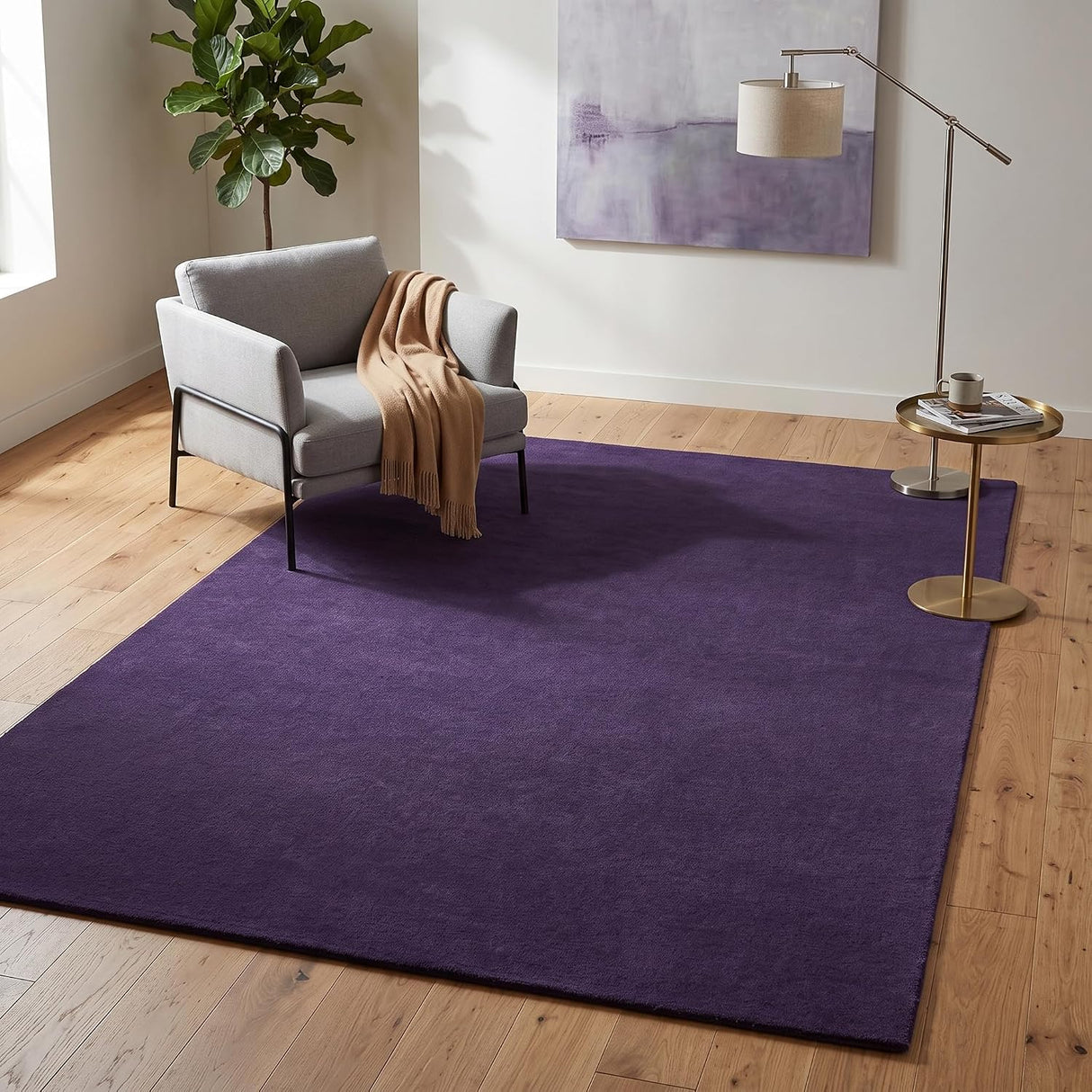 Solid Hand Tufted Wool Area Rug, Soft Plush Carpet
