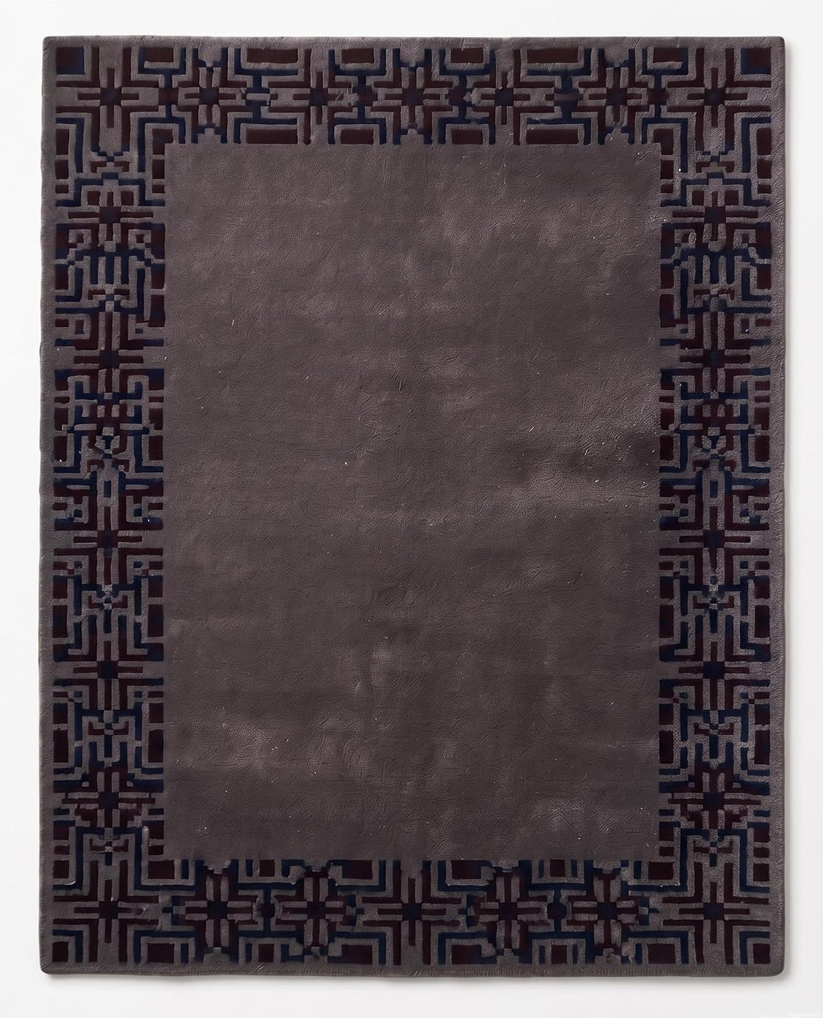 Hand-Tufted Wool Area Rug, Geometric Border,