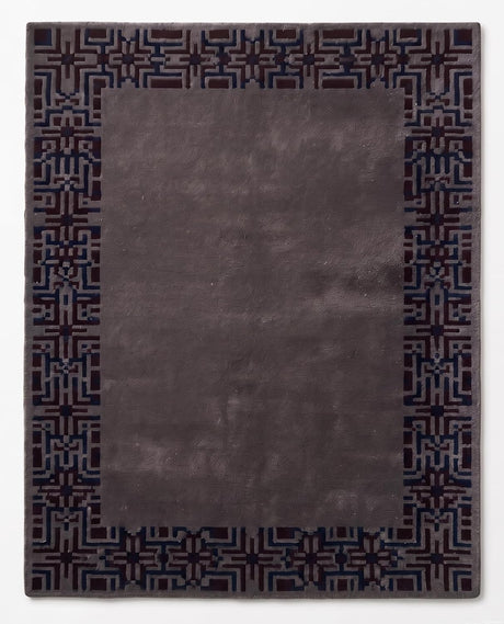 Hand-Tufted Wool Area Rug, Geometric Border,