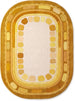 Hand Tufted Wool Rug, Rounded Rectangle Geometric Border Design,