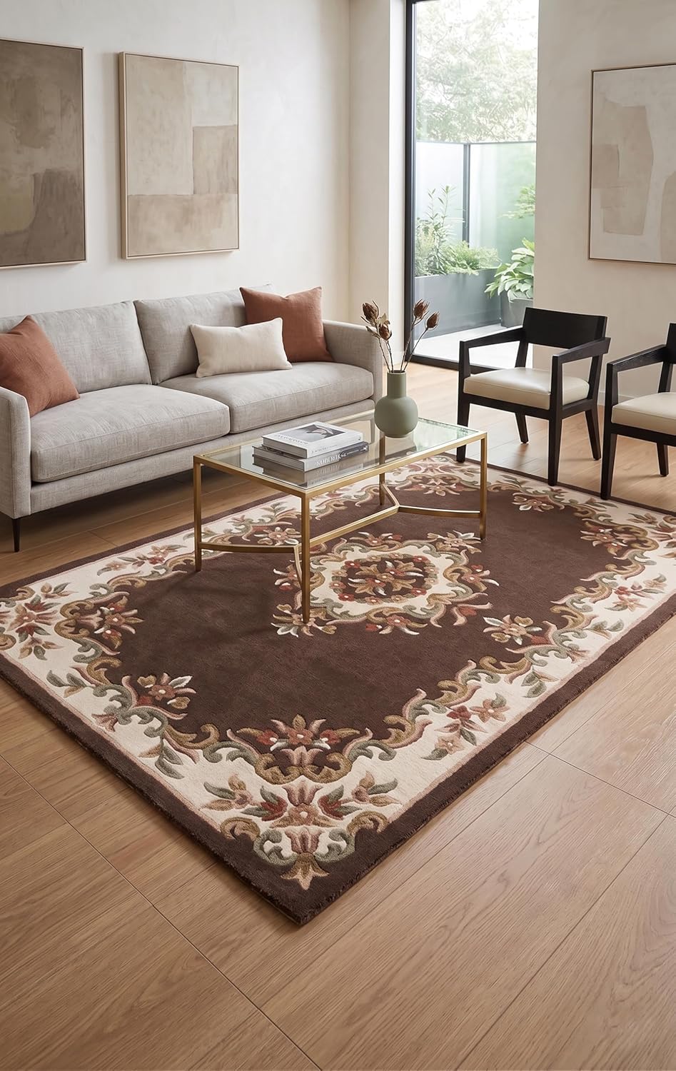 Handmade Traditional Wool Rug | Floral Medallion Border Design