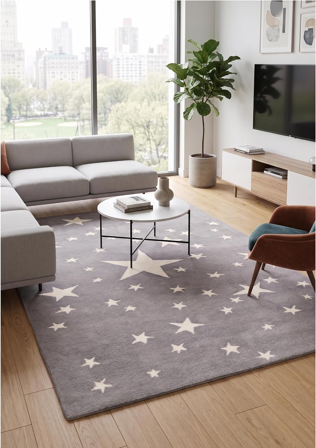 Hand-Tufted Star Wool Rug for Kids | Soft, Thick & Durable Starry Night Design