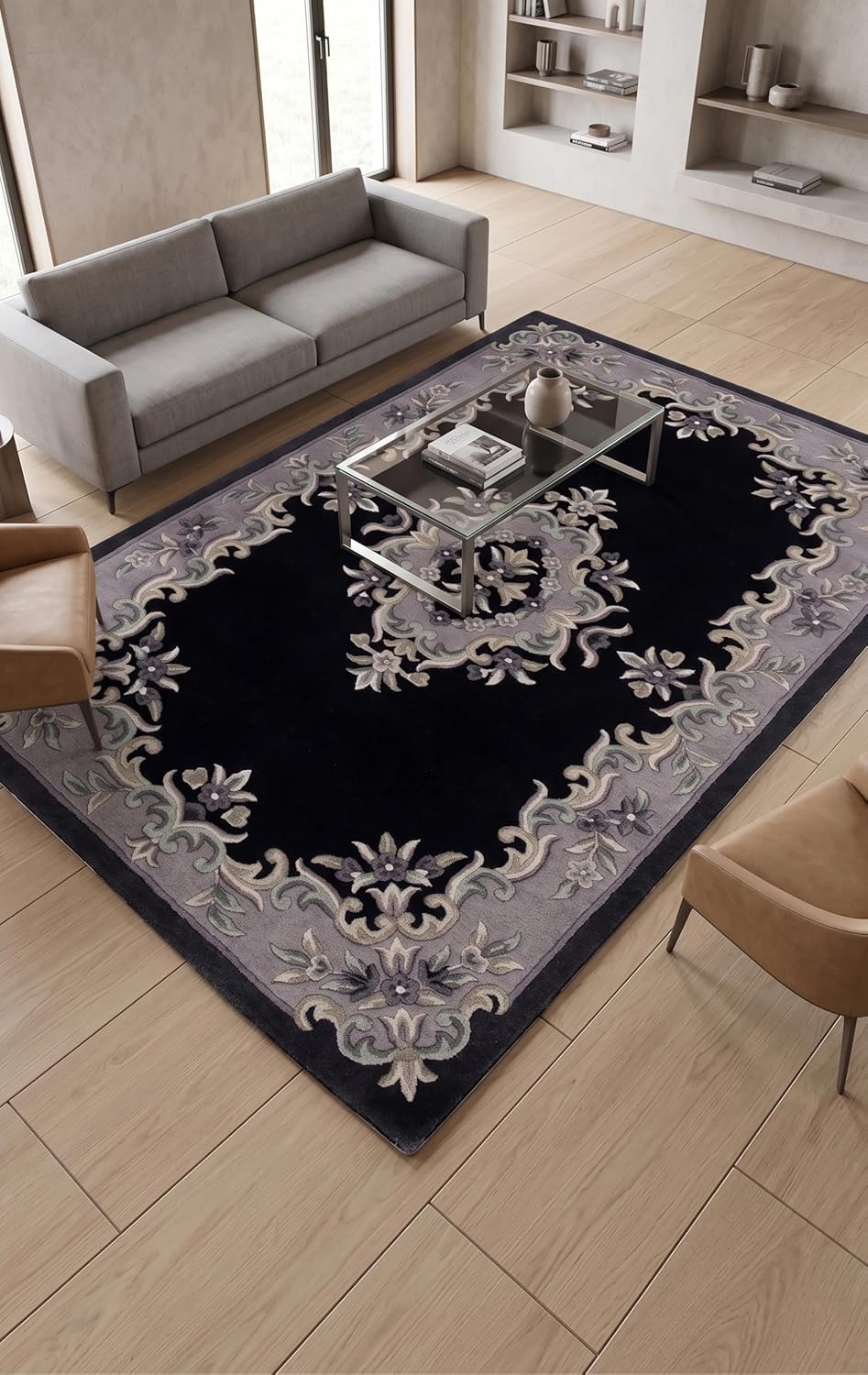 Handmade Traditional Wool Rug | Floral Medallion Border Design