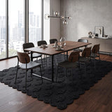 Hand Tufted Wool Rug, Floral Botanical Pattern with Scalloped