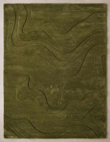 Modern Abstract Hand-Tufted Wool Area Rug Carved High-Low Pattern