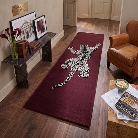 Modern Handmade Climbing Jaguar Wool Area Rug