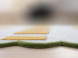 Handmade Scalloped Wool Area Rug - Modern Geometric Pattern & Green-Beige Stripes