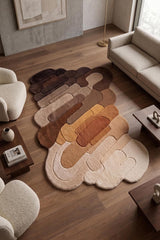 Hand Tufted Wool Rug, Abstract Organic Irregular Shape, Modern Gradient Design
