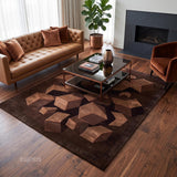 Hand-Tufted Wool Area Rug, 3D Cube Design