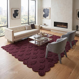 Hand Tufted Wool Rug, Floral Botanical Pattern with Scalloped