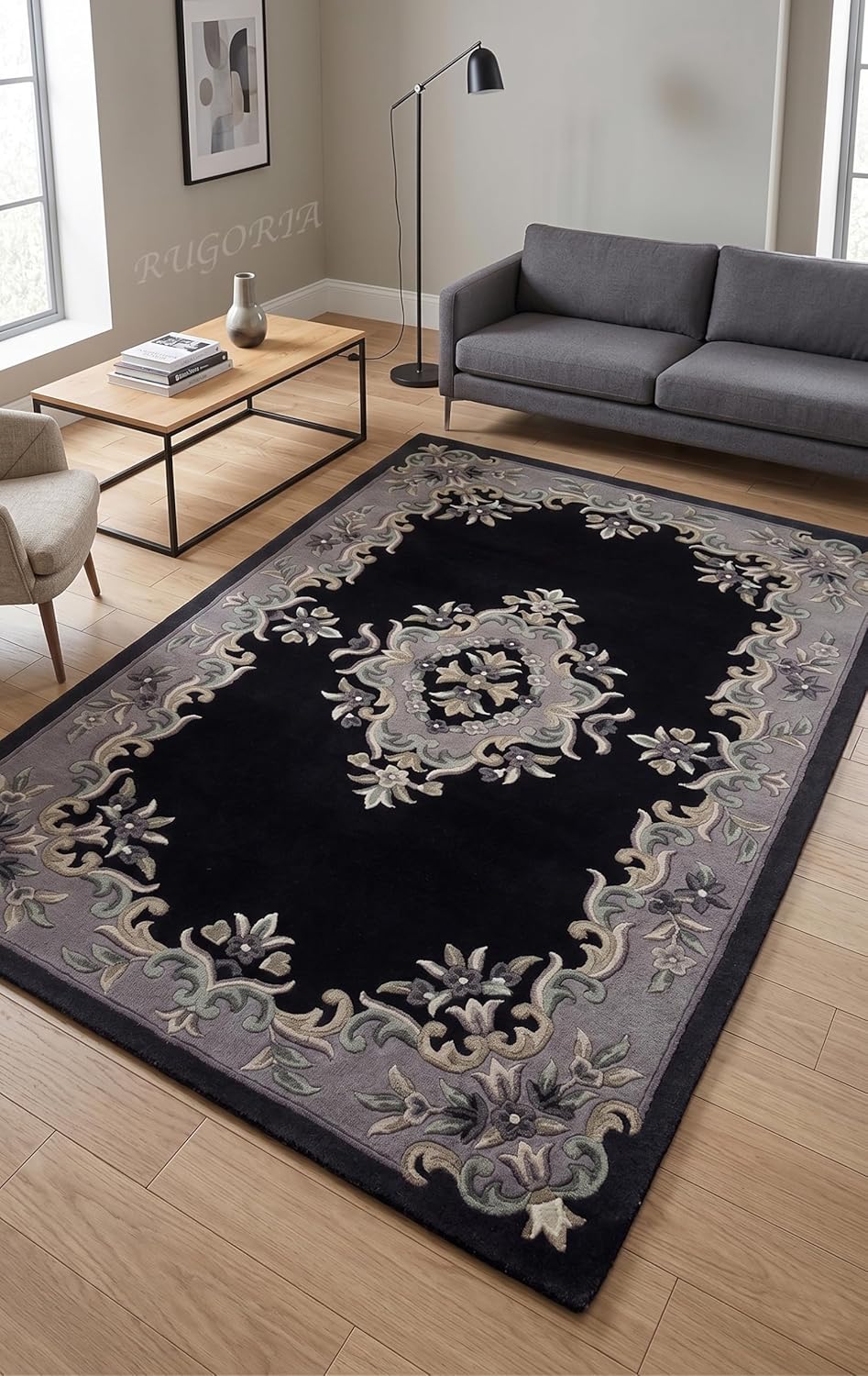 Handmade Traditional Wool Rug | Floral Medallion Border Design
