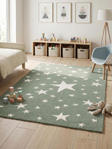 Hand-Tufted Star Wool Rug for Kids | Soft, Thick & Durable Starry Night Design