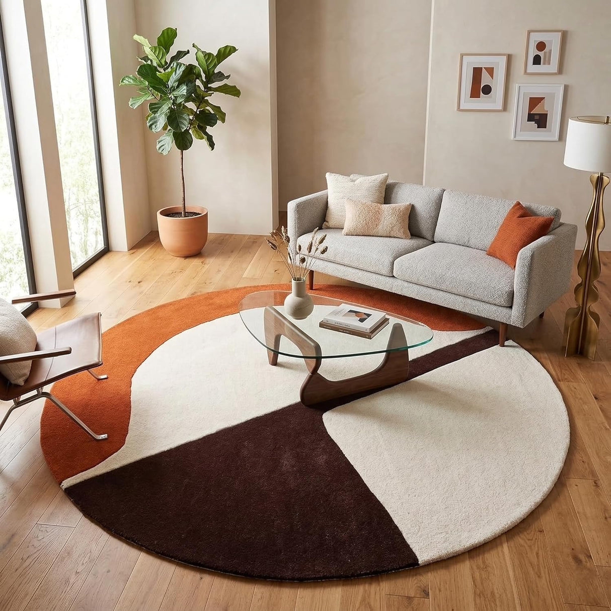 Hand-Tufted Round Wool Rug – Modern Circular Design, 100% Natural Wool