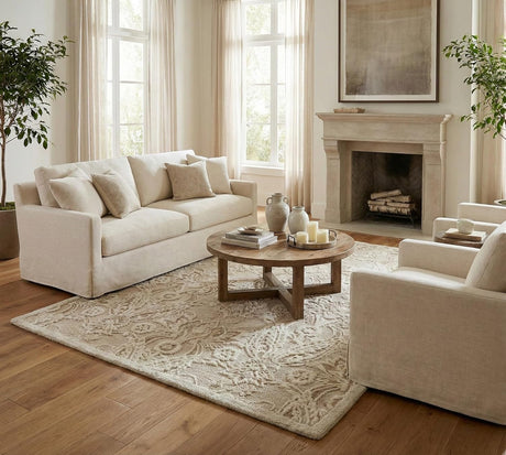 Hand-Tufted Floral Damask Wool Rug