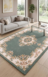 Handmade Traditional Wool Rug | Floral Medallion Border Design