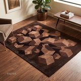 Hand-Tufted Wool Area Rug, 3D Cube Design