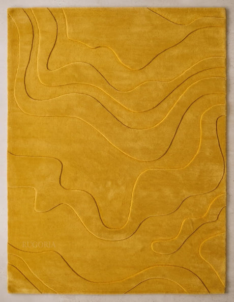 Modern Abstract Hand-Tufted Wool Area Rug Carved High-Low Pattern