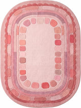 Hand Tufted Wool Rug, Rounded Rectangle Geometric Border Design,