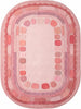 Hand Tufted Wool Rug, Rounded Rectangle Geometric Border Design,