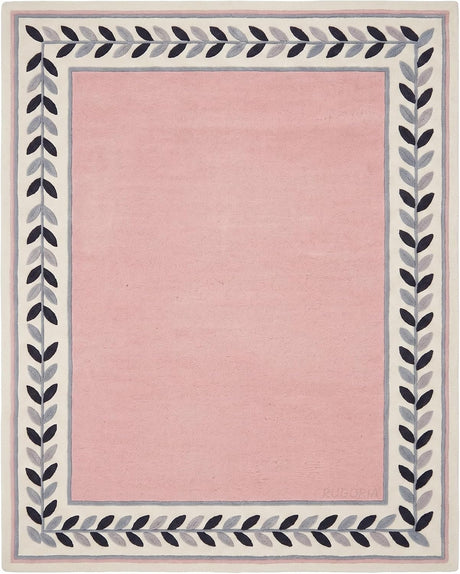 Modern Hand Tufted Wool Rug, Botanical Leaf Border Design