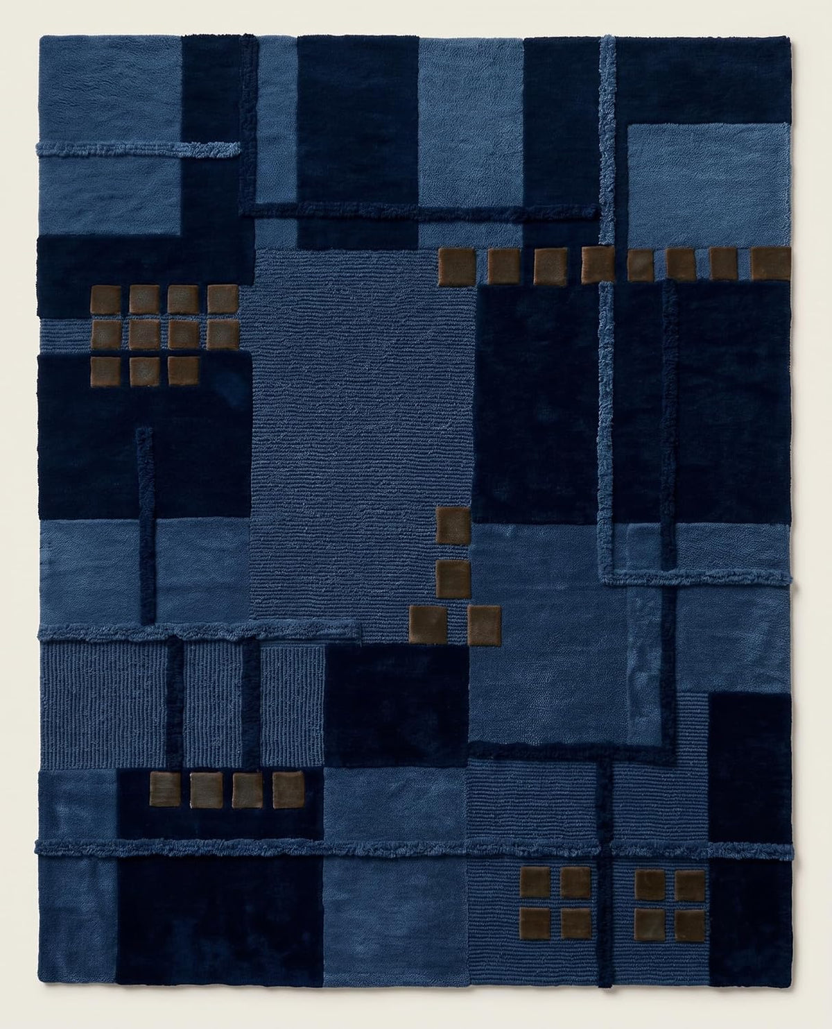 Hand-Tufted Wool Area Rug, Modern Patchwork Geometric Design