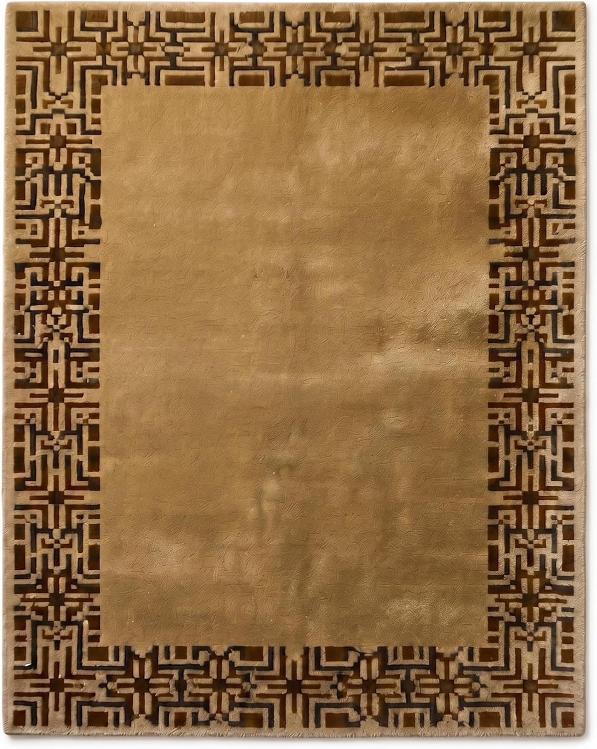 Hand-Tufted Wool Area Rug, Geometric Border,