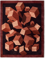 Hand-Tufted Wool Area Rug, 3D Cube Design