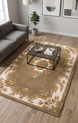 Handmade Traditional Wool Rug | Floral Medallion Border Design