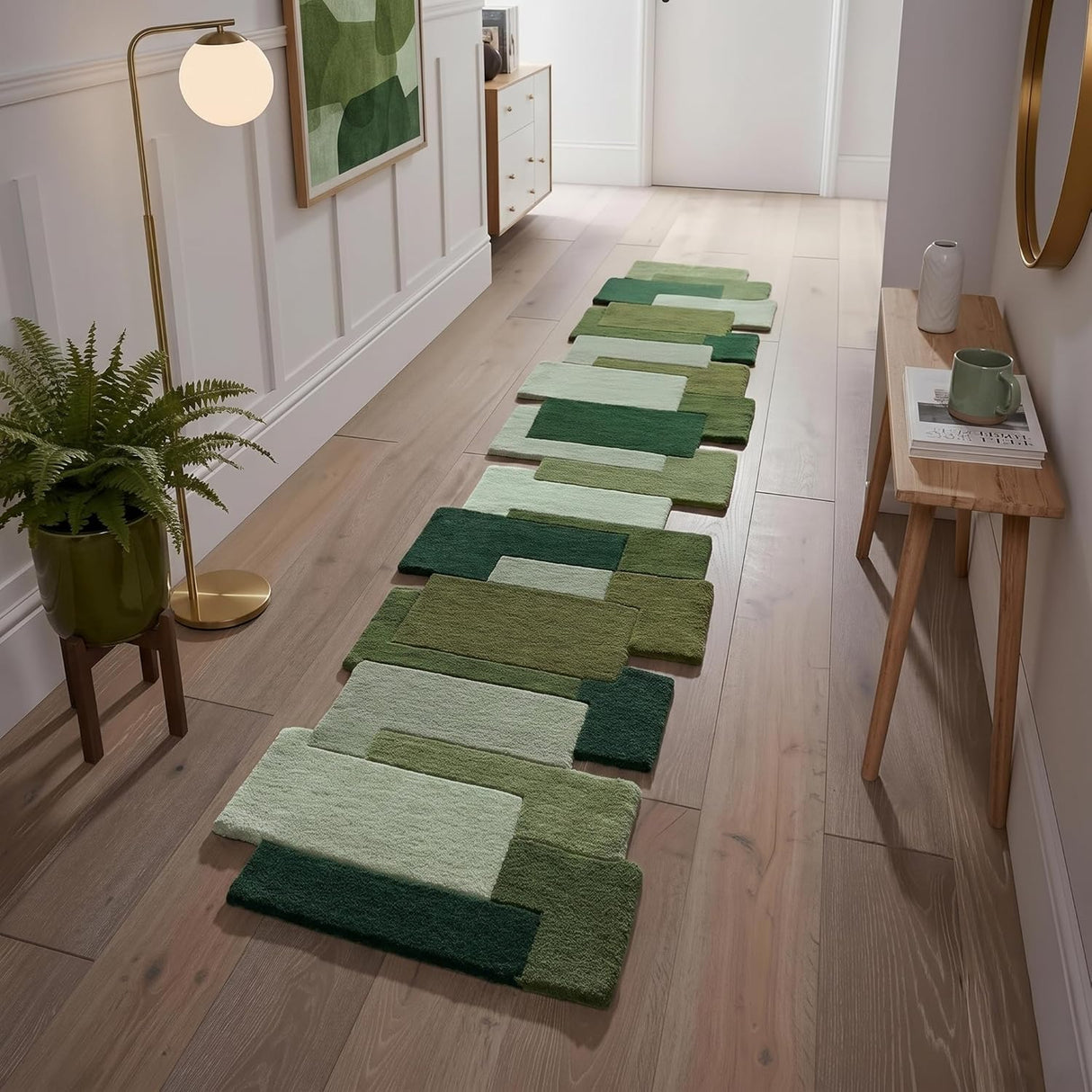 Modern Colorful Palette Irregular Shape Runner Wool Rug