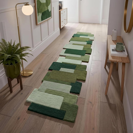 Modern Colorful Palette Irregular Shape Runner Wool Rug