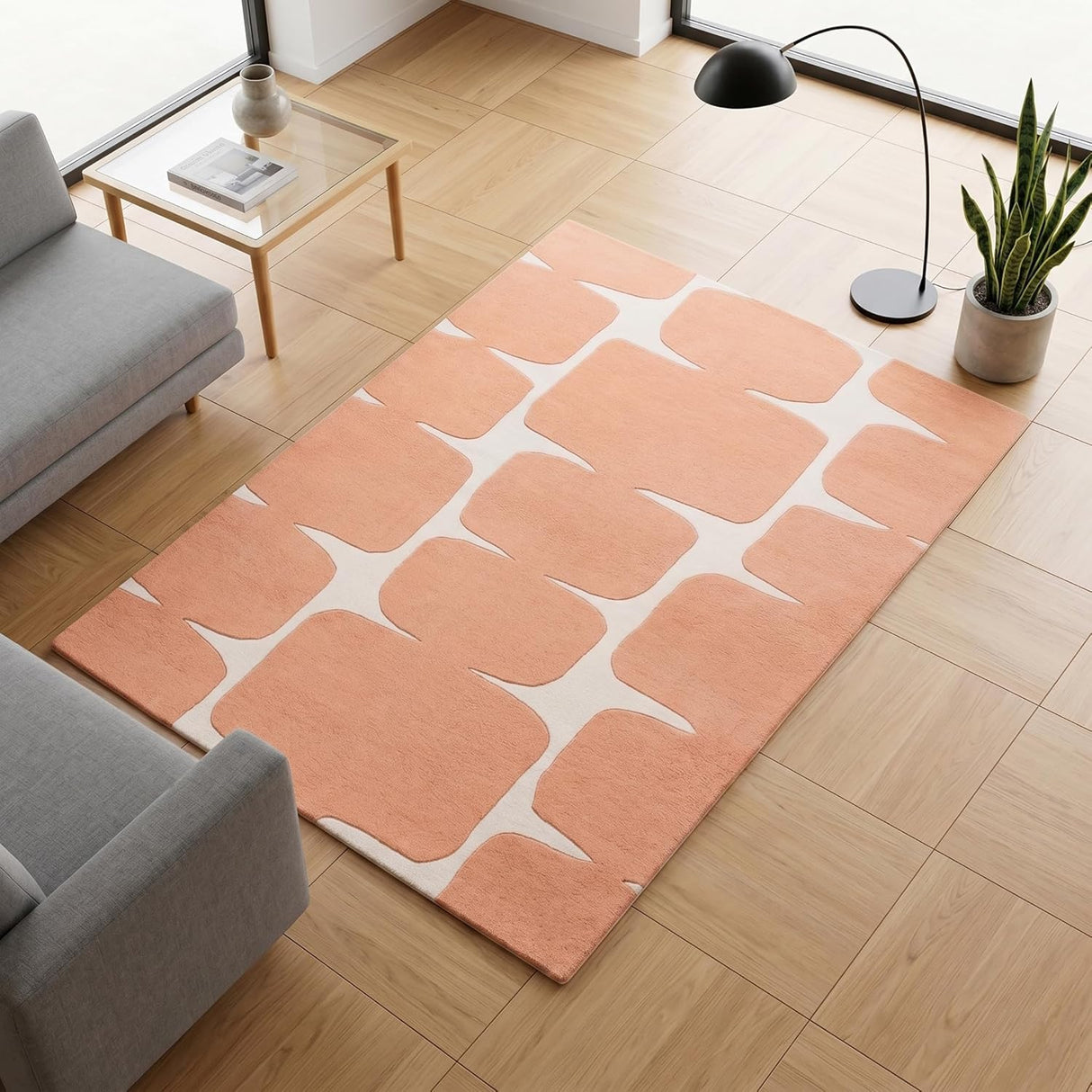 Modern Wool Rug – Hand-Tufted, Soft & Thick | Abstract Geometric Design