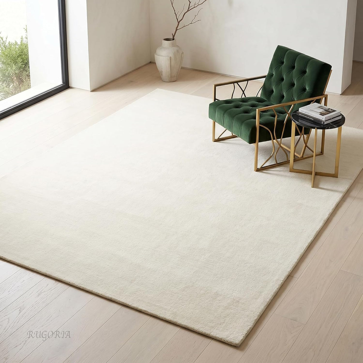 Solid Hand Tufted Wool Area Rug, Soft Plush Carpet
