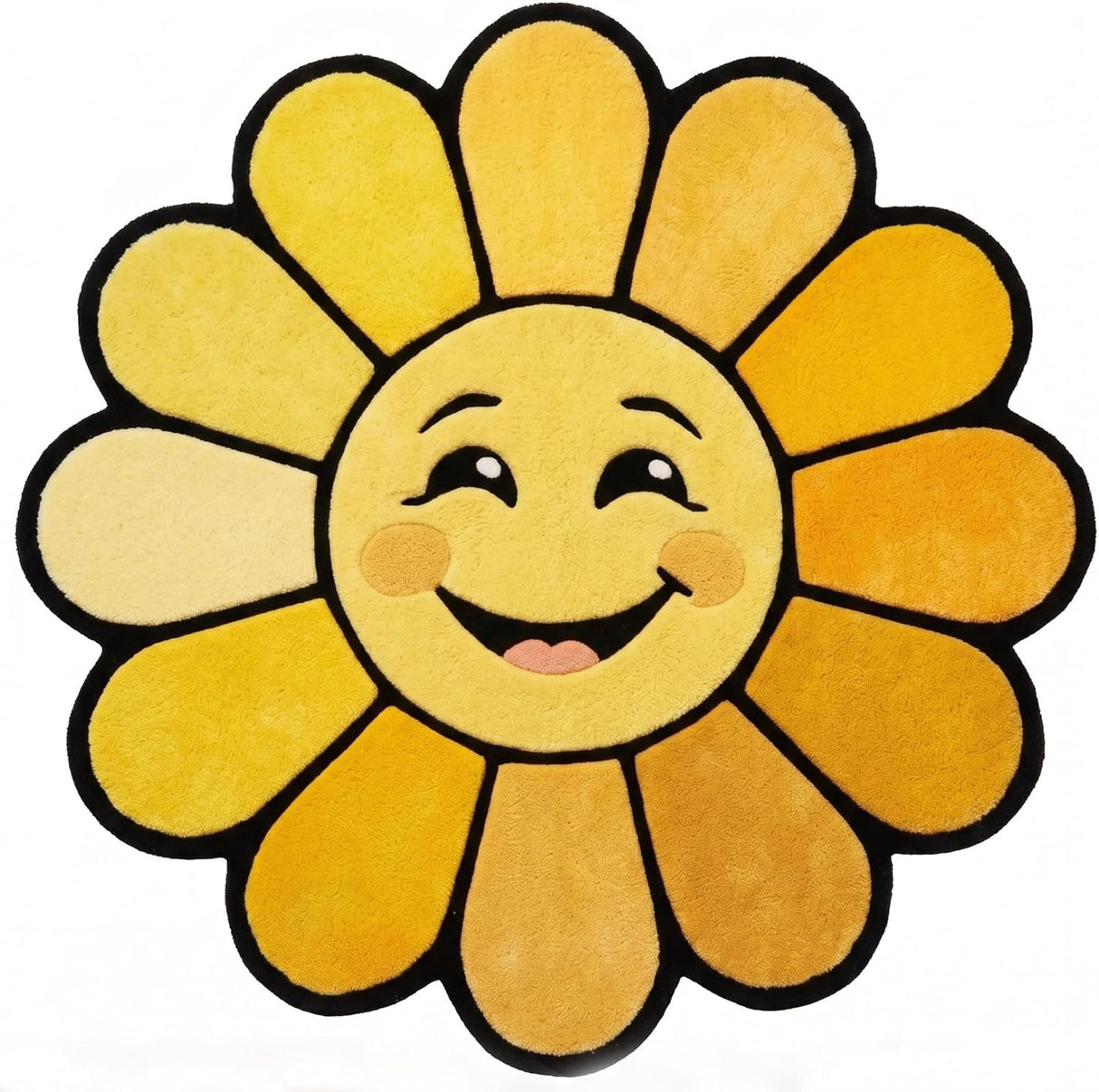 Hand Tufted Wool Area Rug Flower Shape Cartoon Face Design