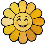 Hand Tufted Wool Area Rug Flower Shape Cartoon Face Design
