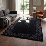 Hand-Tufted Wool Area Rug, Geometric Border,