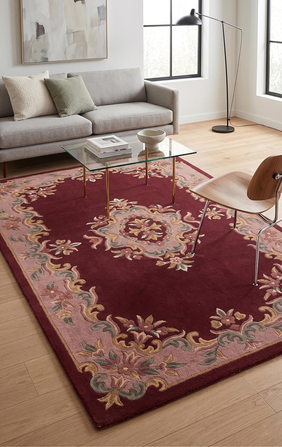 Handmade Traditional Wool Rug | Floral Medallion Border Design