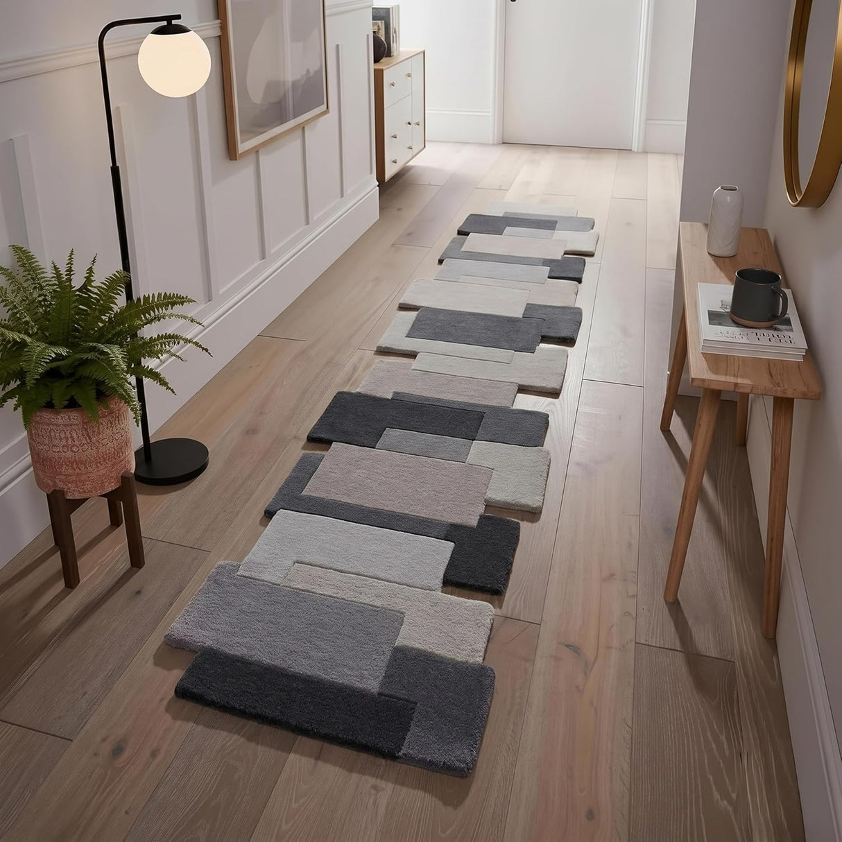 Modern Colorful Palette Irregular Shape Runner Wool Rug