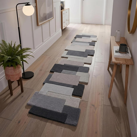Modern Colorful Palette Irregular Shape Runner Wool Rug