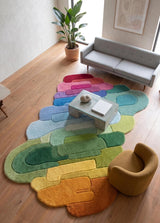 Hand Tufted Wool Rug, Abstract Organic Irregular Shape, Modern Gradient Design