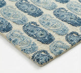 Hand-Tufted Area Rug with Blue Paisley Design