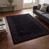 Hand-Tufted Wool Area Rug, Geometric Border,
